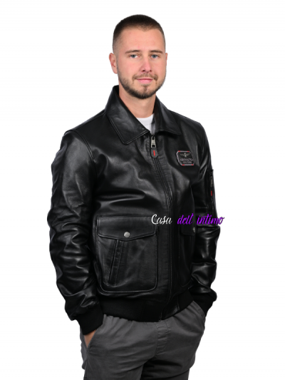 MUŠKA KOŽNA JAKNA 09351MJ2 CRNA