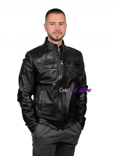 MUŠKA KOŽNA JAKNA 11138MJ3 CRNA